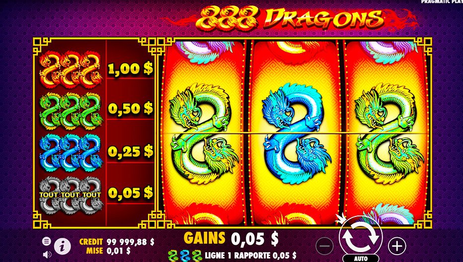 Lignes de paiement 888 Dragons