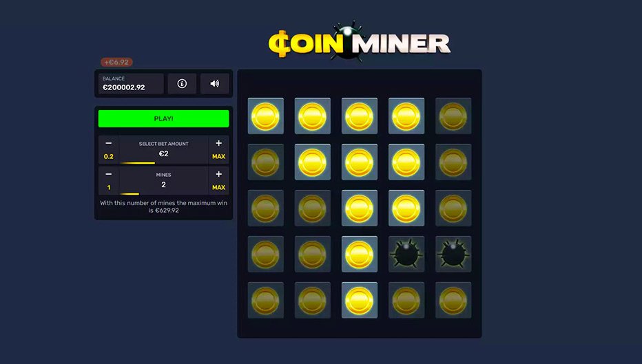 Cases du jeu de casino Coin Miner