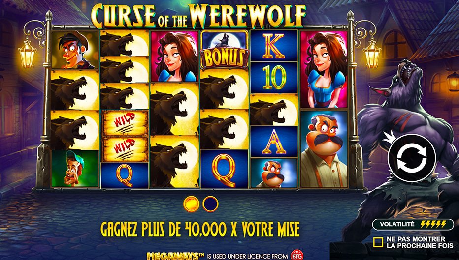 Rouleaux de la machine à sous Curse of the Werewolf Megaways