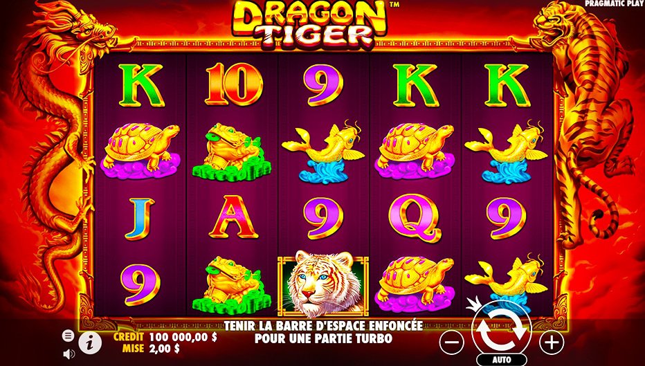 Rouleaux de la machine à sous Dragon Tiger