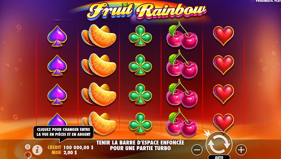 Rouleaux de la machine à sous Fruit Rainbow