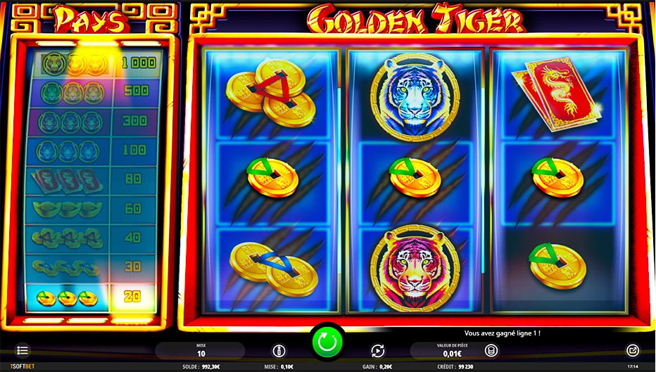 Lignes de paiement Golden Tiger