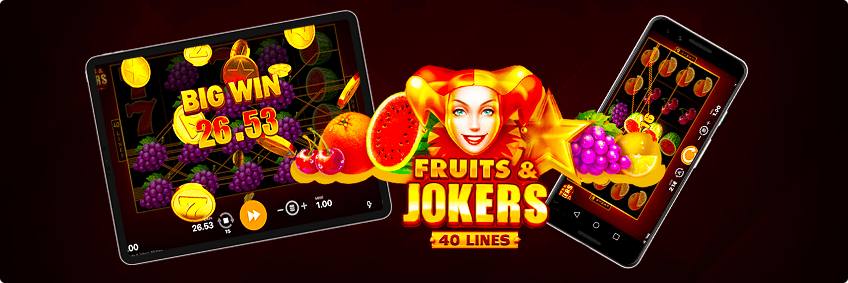 version mobile de fruits and jokers: 40 lines