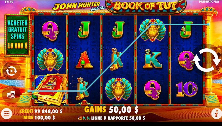 Lignes de paiement John Hunter and the Book of Tut