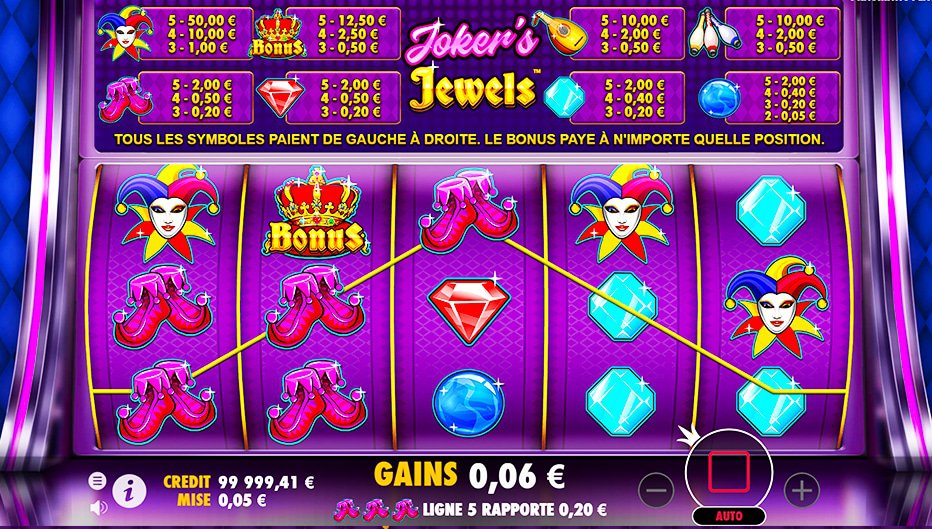 Lignes de paiement Jokers Jewel