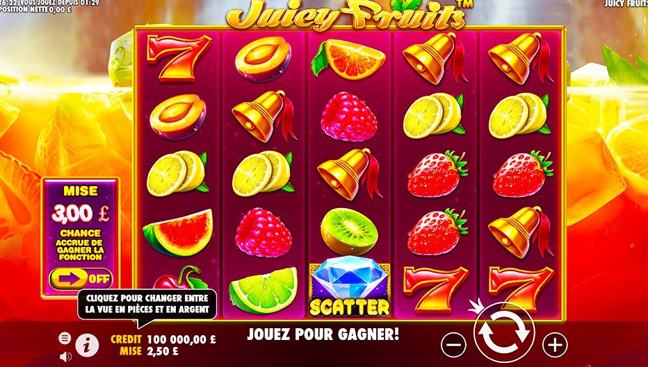 Rouleaux de la machine à sous Juicy Fruits