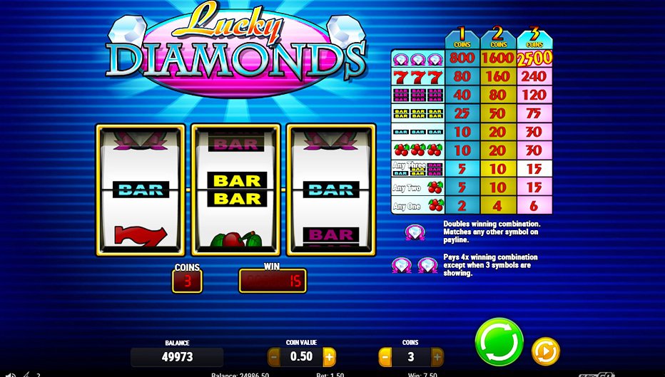Table de paiement du jeu Lucky Diamonds