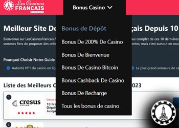 inédites sections de bonus sans dépôt sur lescasinosfrancais.fr