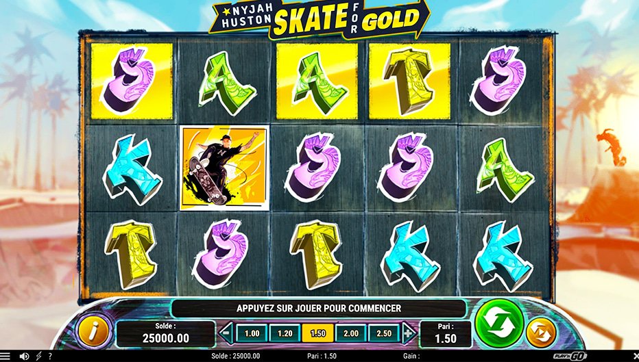 Rouleaux de la machine à sous Nyjah Huston: Skate for Gold