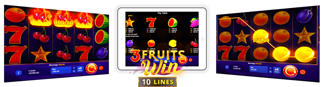 version mobile de fruits win: 10 lines
