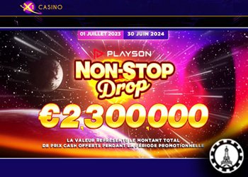 3eme phase du tournoi de playson non stop drop sur x1 casino