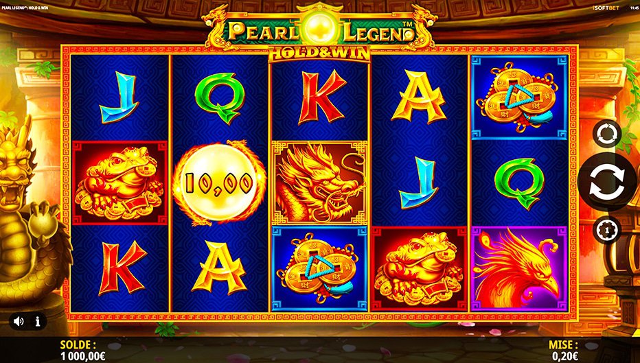 Rouleaux de la machine à sous Pearl Legend Hold and Win