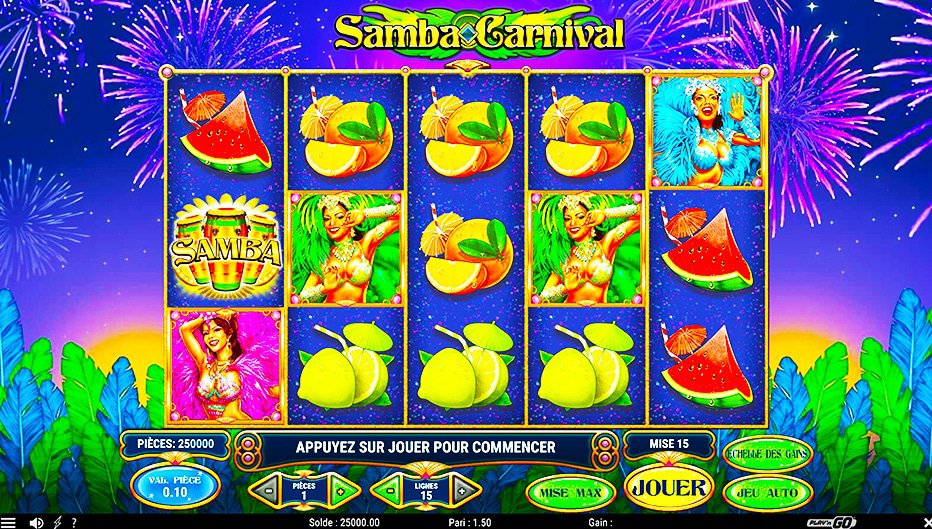 Rouleaux de la machine à sous Samba Carnival