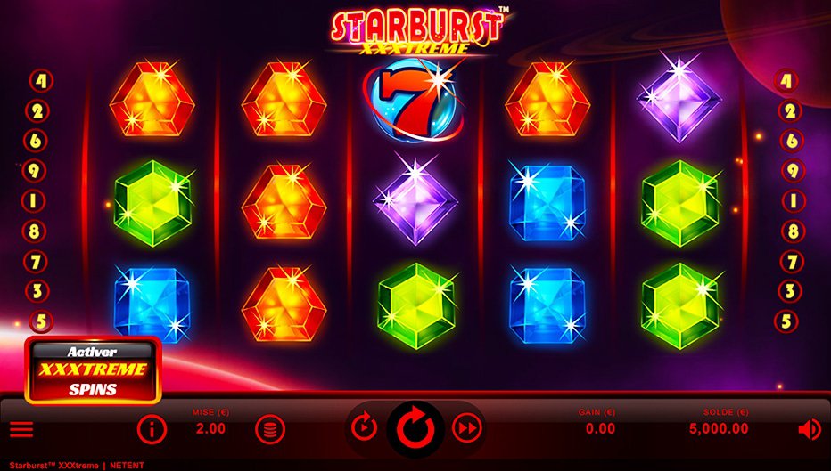 Rouleaux de la machine à sous Starburst XXXtreme