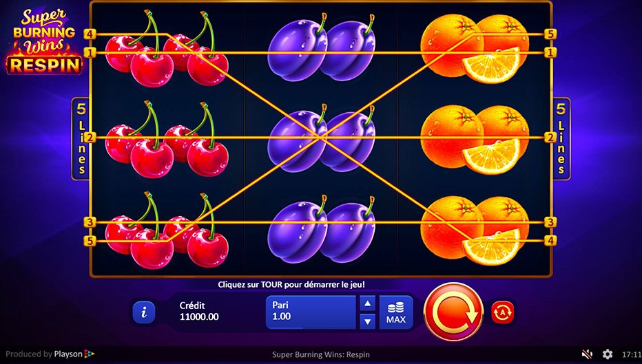 Lignes de paiement Super Burning Wins: Respin