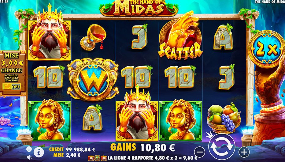 Lignes de paiement The Hand of Midas