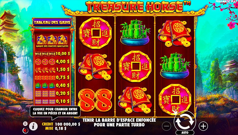 Rouleaux de la machine à sous Treasure Horse